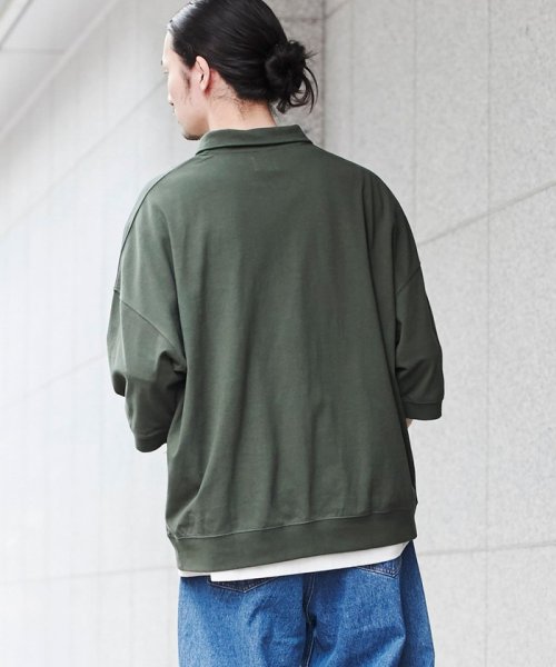 coen(coen)/オーバーサイズポロカラーハーフジップTシャツ/img21
