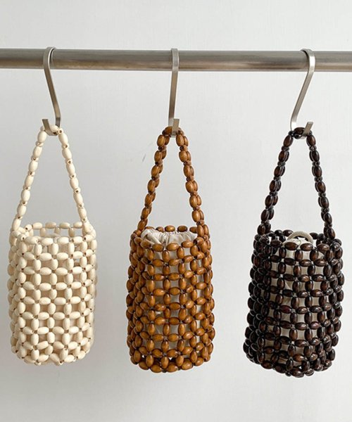 ARGO TOKYO(アルゴトウキョウ)/Wooden Beads Bucket Purse Bag 26064 ウッドビーツバスケットハンドバッグ　バスケットバッグ　ハンドバッグ　カゴバッグ　ウッドビ/img02