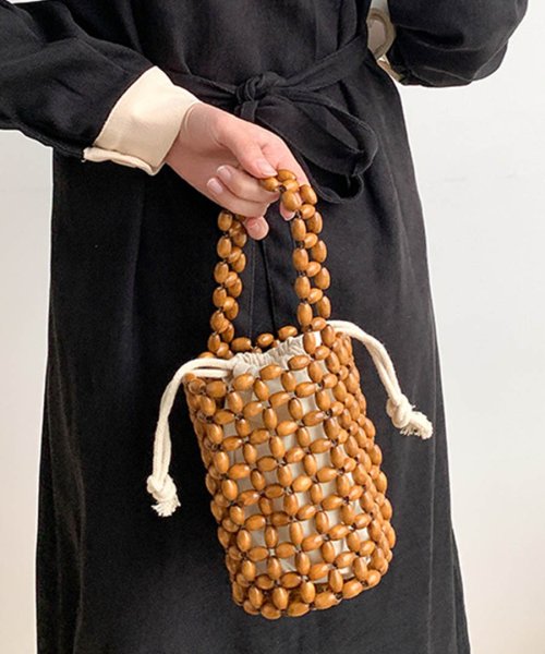 ARGO TOKYO(アルゴトウキョウ)/Wooden Beads Bucket Purse Bag 26064 ウッドビーツバスケットハンドバッグ　バスケットバッグ　ハンドバッグ　カゴバッグ　ウッドビ/img10