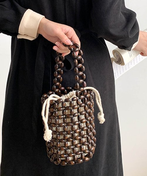 ARGO TOKYO(アルゴトウキョウ)/Wooden Beads Bucket Purse Bag 26064 ウッドビーツバスケットハンドバッグ　バスケットバッグ　ハンドバッグ　カゴバッグ　ウッドビ/img15