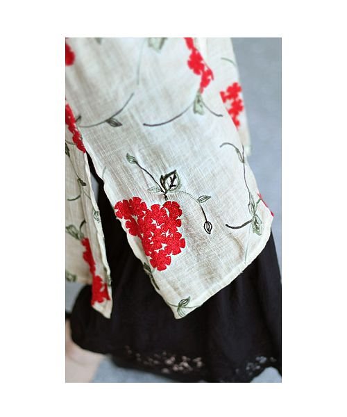 Sawa a la mode(サワアラモード)/浮き上がる花刺繍コットンシャツチュニック/img22