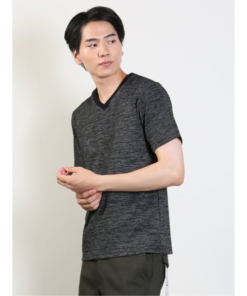 TAKA-Q(タカキュー)/メランジテレコ Vネック 半袖 メンズ Tシャツ カットソー カジュアル インナー ビジネス ギフト プレゼント/img01