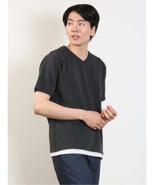 TAKA-Q(タカキュー)/リップル フェイクVネック 半袖 メンズ Tシャツ カットソー カジュアル インナー ビジネス ギフト プレゼント/img11