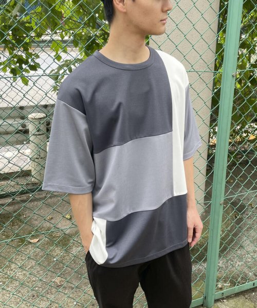 COMME CA ISM MENS(コムサイズム（メンズ）)/パッチワークデザイン クルーネック Ｔシャツ/img26