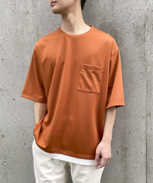 COMME CA ISM MENS(コムサイズム（メンズ）)/★ＴＶドラマ着用商品★ ストレッチポンチ フェイクレイヤード Ｔシャツ/img24