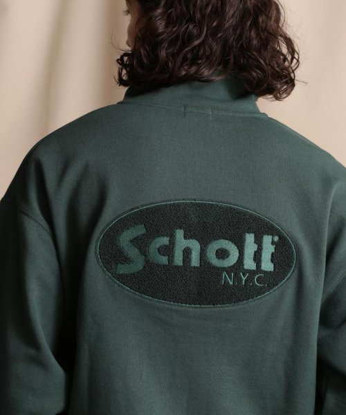 Schott(ショット)/WEB LIMITED/HARF ZIP OVAL CHENILLE LOGO/ハーフジップ オーバルシニールロゴ/img09