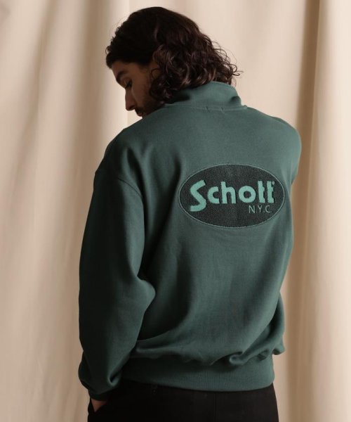 Schott(ショット)/WEB LIMITED/HARF ZIP OVAL CHENILLE LOGO/ハーフジップ オーバルシニールロゴ/img10