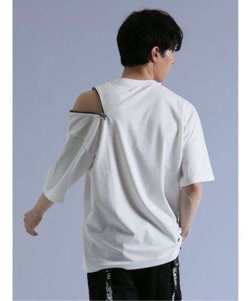 semanticdesign(セマンティックデザイン)/アシメZIP クルーネック半袖ルーズ 半袖 メンズ Tシャツ カットソー カジュアル インナー ビジネス ギフト プレゼント/img02