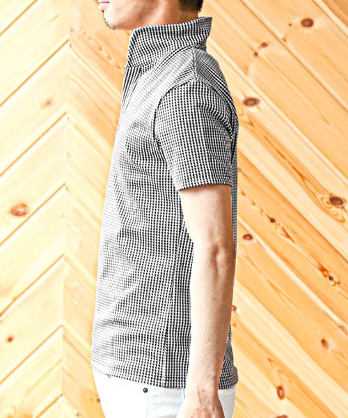 LUXSTYLE(ラグスタイル)/イタリアンカラーチェック柄半袖ポロシャツ/ポロシャツ メンズ 半袖 イタリアンカラー チドリ柄 チェック/img02