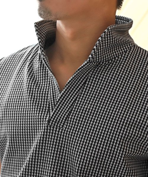 LUXSTYLE(ラグスタイル)/イタリアンカラーチェック柄半袖ポロシャツ/ポロシャツ メンズ 半袖 イタリアンカラー チドリ柄 チェック/img07