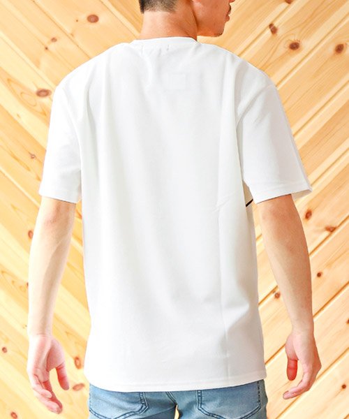 LUXSTYLE(ラグスタイル)/ツイルダンボールパイピング切替半袖Tシャツ/Tシャツ メンズ 半袖 ロゴ 刺繍 パイピング ライン ツイル ダンボールニット/img01