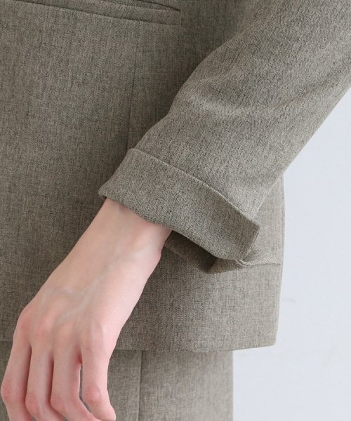 【定番スーツ/洗える/メランジ】ウールライクノーカラージャケット 