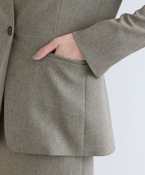 【定番スーツ/洗える/メランジ】ウールライクノーカラージャケット 
