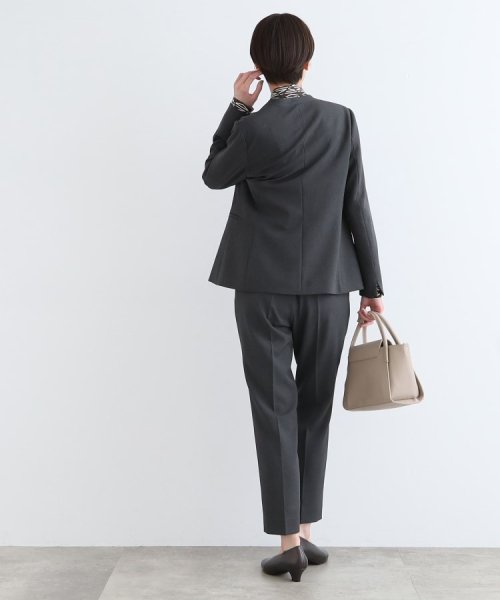 【定番スーツ/洗える/メランジ】ウールライクノーカラージャケット 