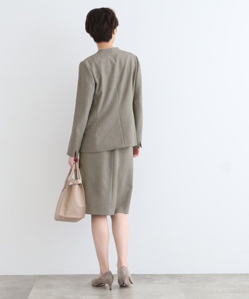 【定番スーツ/洗える/メランジ】ウールライクノーカラージャケット 