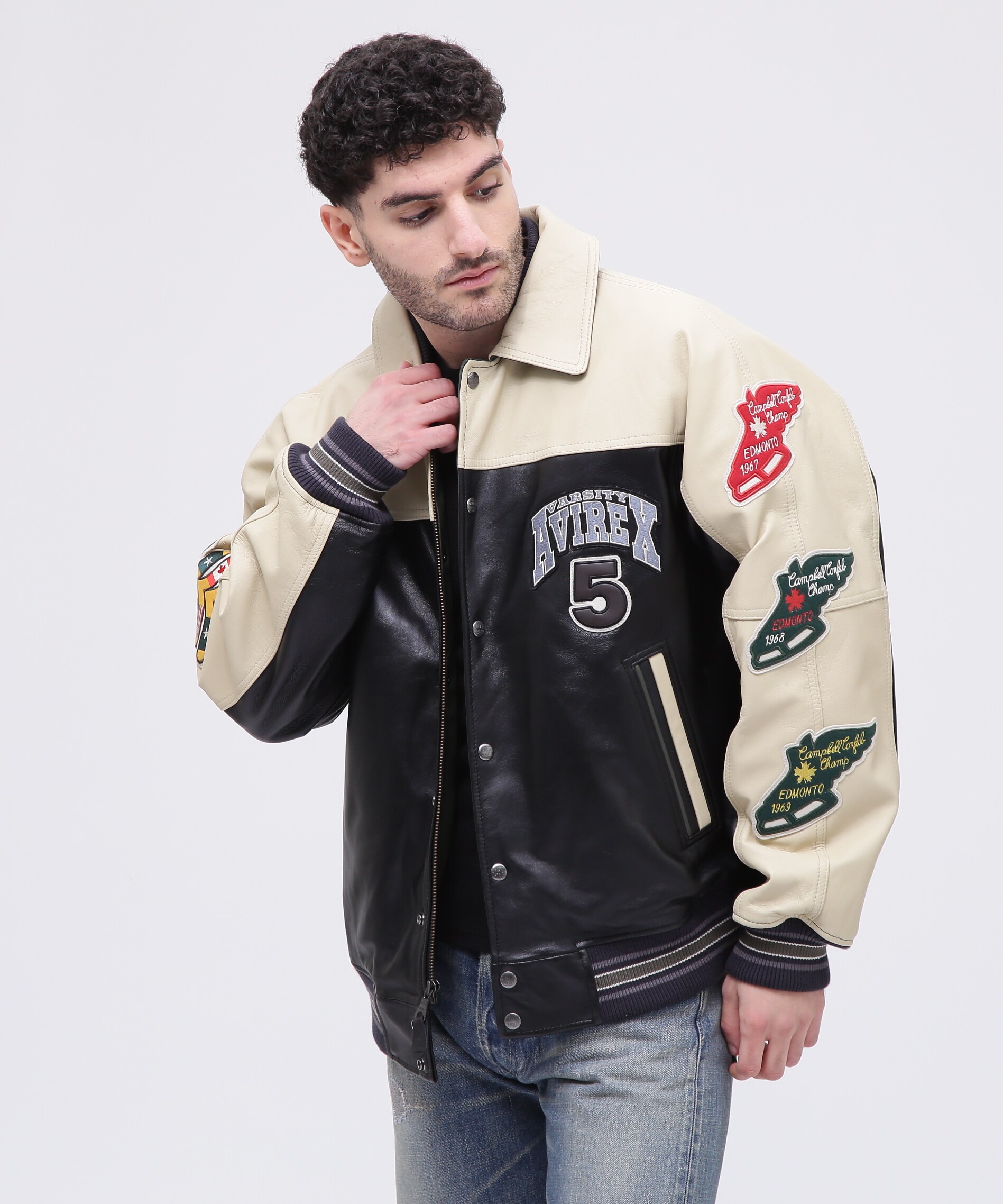 DIESEL メンズ ジャケット 素材切り替え スタジャンXL スタジャンの