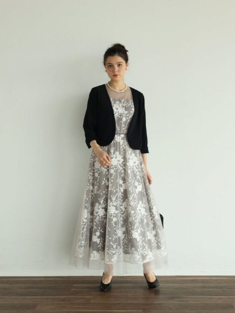 Rire fete ボタニカル刺繍チュールドレス リルフェテ