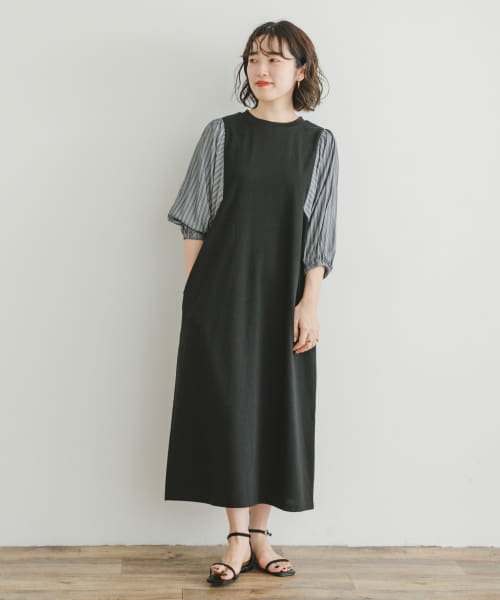 ITEMS URBANRESEARCH(アイテムズ アーバンリサーチ（レディース）)/ストライプフハクドッキングワンピース/img09