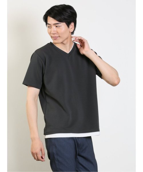 TAKA-Q(タカキュー)/リップル フェイクVネック 半袖 メンズ Tシャツ カットソー カジュアル インナー ビジネス ギフト プレゼント/img13