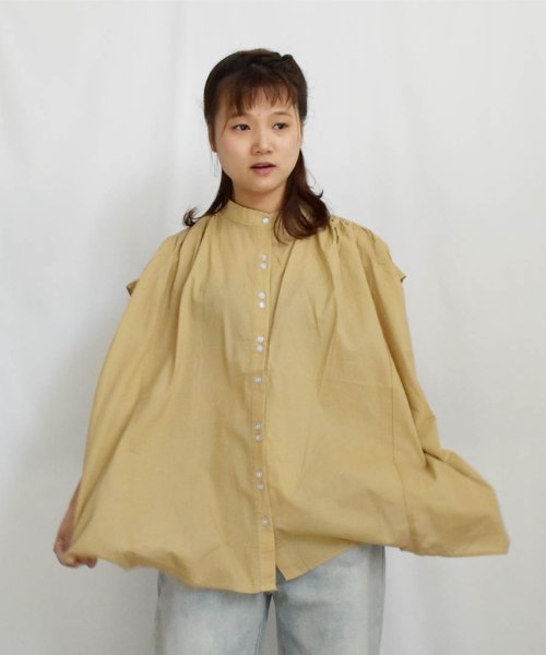 ARGO TOKYO(アルゴトウキョウ)/Cotton Color Gather Blouse 23032　コットンカラーギャザーブラウス　ギャザーブラウス　コットンブラウス　トップス　カラーブラウス　/img23