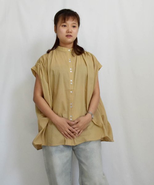 ARGO TOKYO(アルゴトウキョウ)/Cotton Color Gather Blouse 23032　コットンカラーギャザーブラウス　ギャザーブラウス　コットンブラウス　トップス　カラーブラウス　/img27