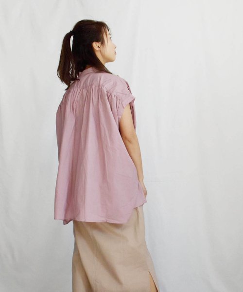 ARGO TOKYO(アルゴトウキョウ)/Cotton Color Gather Blouse 23032　コットンカラーギャザーブラウス　ギャザーブラウス　コットンブラウス　トップス　カラーブラウス　/img36