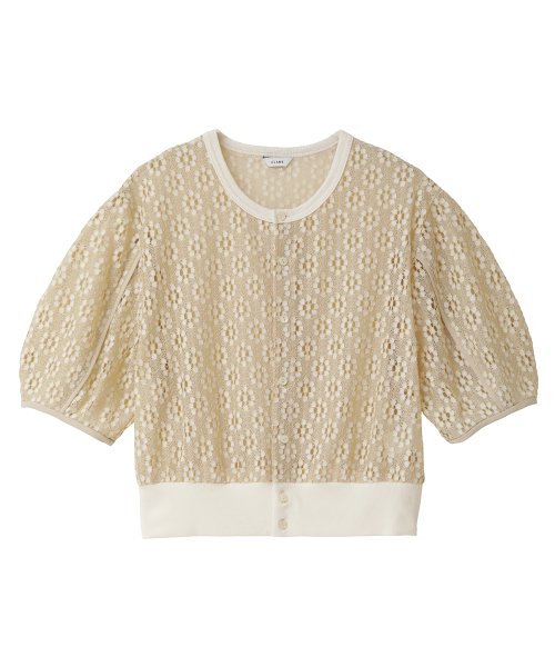 CLANE(クラネ)/VINTAGE LACE MINI PUFF CARDIGAN/img06