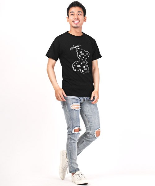 LUXSTYLE(ラグスタイル)/STARTER BLACK LABEL(スターターブラックレーベル)ベアグラフィック刺繍Tシャツ/Tシャツ メンズ 半袖 刺繍 ベア ロゴ クマ/img04