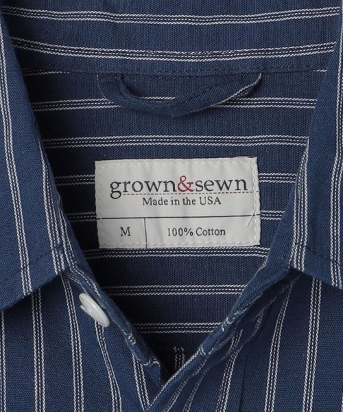 SHIPS MEN(シップス　メン)/GROWN&SEWN: Dean Shirt － Selvedge Indigo Stripe/img09