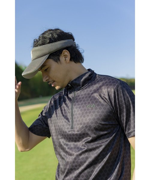 FILAGOLF(フィラゴルフ（メンズ）)/【ゴルフ】軽量カノコスムース 小柄ロゴプリント ハーフジップ半袖Tシャツ/img01