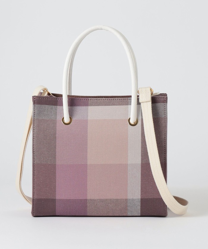 クレストブリッジチェックキャンバススクエアミニトート(505397723