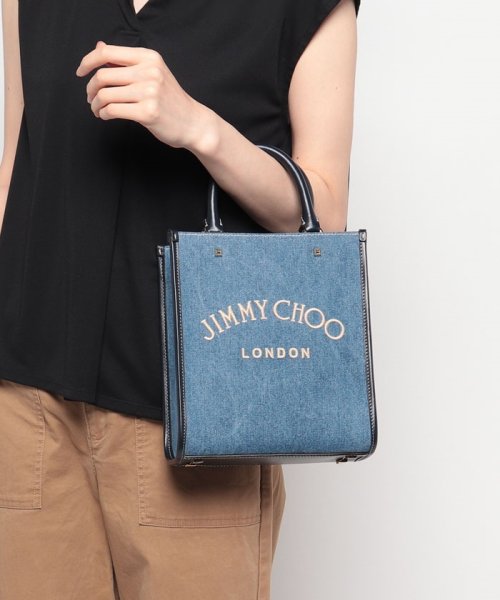 JIMMY CHOO(ジミーチュウ)/【JIMMY CHOO】ジミーチュウ ロゴ刺繍入りウォッシュデニム・ロゴトートバッグ VARENNETOTE NS AKZ/img06