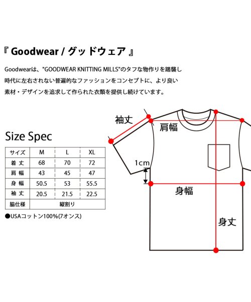 Goodwear(グッドウェア)/Goodwear グッドウェア USAコットン ポケット付き 半袖  Tシャツ レギュラーシルエット/img05