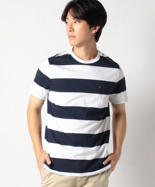 TOMMY HILFIGER(トミーヒルフィガー)/トミーヒルフィガーワンポイントボーダークルーネック半袖Tシャツ/img01