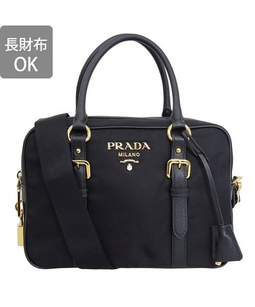 定番の中古商品 PRADA ネイビー saffiano ボストンバッグ tessuto