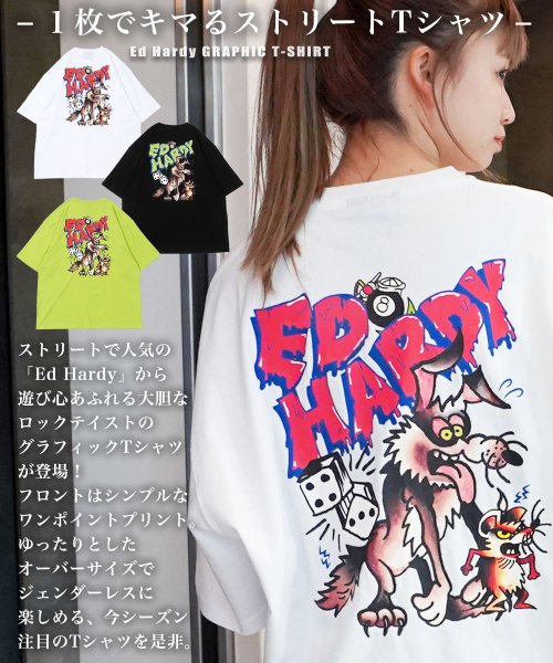 1111clothing(ワンフォークロージング)/オーバーサイズ Tシャツ メンズ ビッグTシャツ レディース エドハーディー ビッグシルエットTシャツ 半袖Tシャツ ワンポイント サイコロ ロゴ イラスト/img06