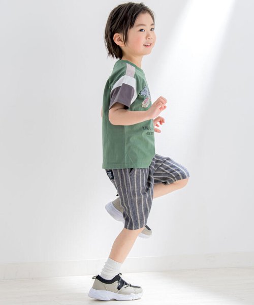 BeBe Petits Pois Vert(ベベ プチ ポワ ヴェール)/切り替え恐竜ブロックTシャツ(95~150cm)/img02