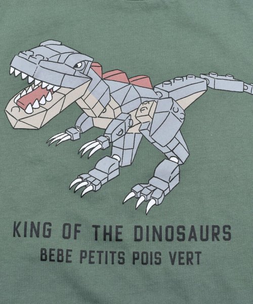 BeBe Petits Pois Vert(ベベ プチ ポワ ヴェール)/切り替え恐竜ブロックTシャツ(95~150cm)/img09