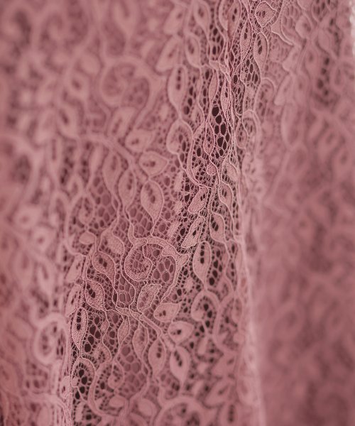 レース×オーガンジー切り替えブラウス付きマーメイドワンピース レース地