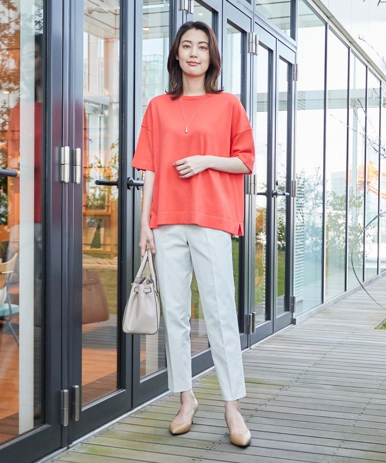 セール】【さらっと穿ける夏パンツ/洗える】オックス 細身パンツ