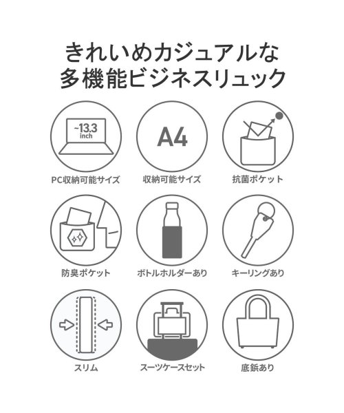 【日本正規品】 エースジーン ビジネスリュック ace.GENE スリファム ヘザー2 SLIFEMME HEATHER リュック A4 9L 17451 ×1└ 内蔵　ポケット XS