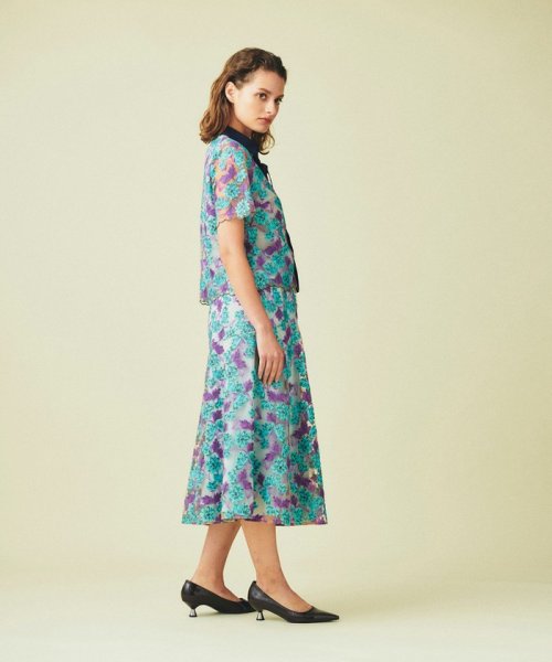 フラワーモチーフフレアスカート 