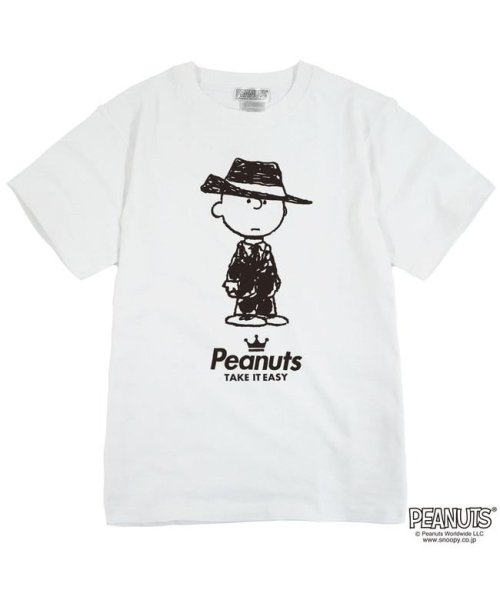  PEANUTS( ピーナッツ)/チャーリー ブラウン 黒服 スーツ 半袖 Tシャツ 当店 限定 デザイン スヌーピー SNOOPY ピーナッツ カジュアル アメカジ プリント S M L LL/img01