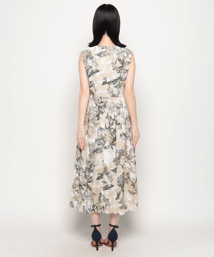 【新品未使用】ANAYI リネンポリフラワータックワンピース 新品未使用】ANAYI リネンポリフラワータックワンピース ANAYI（アナイ