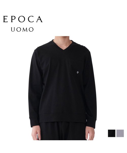 EPOCA UOMO(エポカ ウォモ)/エポカ ウォモ EPOCA UOMO Tシャツ 長袖 インナーシャツ ホームウェア ルームウェア メンズ Vネック V NECK SHIRT ブラック グレー /img01