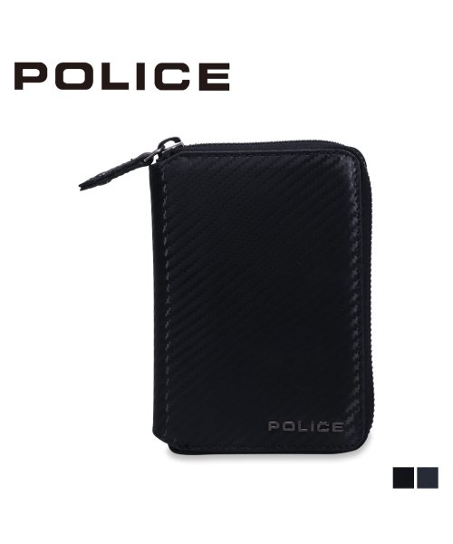 POLICE(ポリス)/ポリス POLICE ラウンドショートウォレット 財布 二つ折り メンズ 本革 ラウンドファスナー ROUND SHORT WALLET ブラック 黒 PA－7/img01