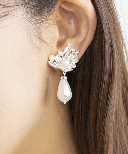 クリスタル×パール　イヤリング/フォーマルイヤリング/結婚式/パーティー/セレモニー 人気・おすすめ｜使いやすい・旅行におすすめ 品質保証 全国発送 日本国内発送・最短翌日お届け