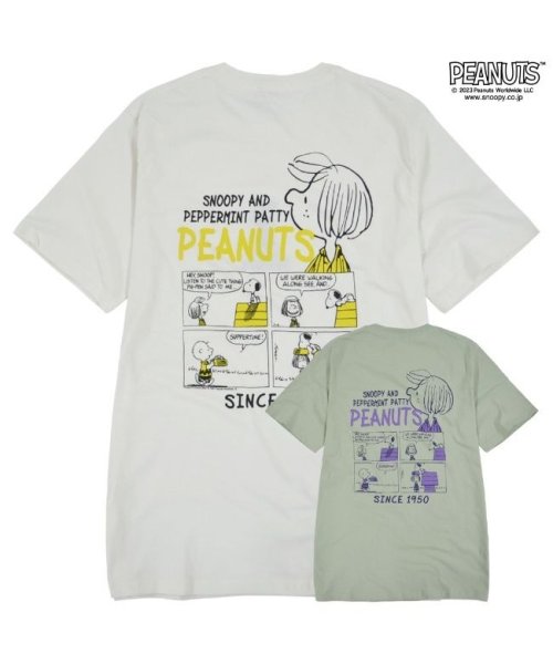  PEANUTS( ピーナッツ)/スヌーピー  Tシャツ ペパーミントパティ 半袖 ワンポイント 刺繍 バック プリントSNOOPY PEANUTS/img02