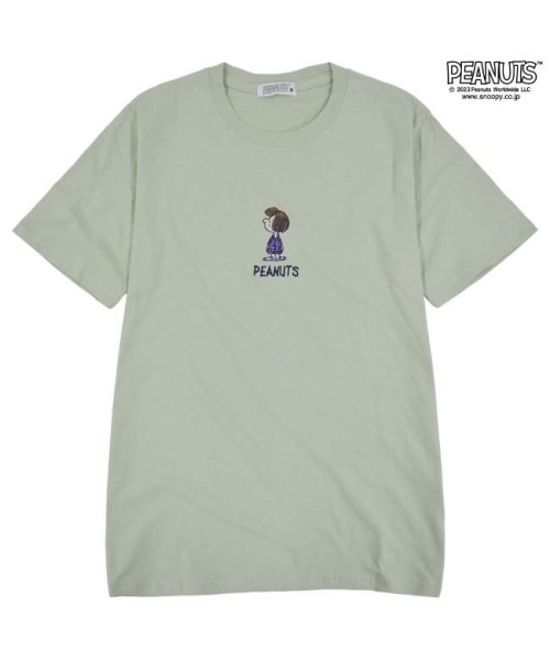  PEANUTS( ピーナッツ)/スヌーピー  Tシャツ ペパーミントパティ 半袖 ワンポイント 刺繍 バック プリントSNOOPY PEANUTS/img03