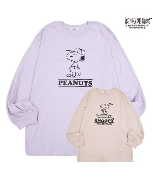  PEANUTS( ピーナッツ)/スヌーピー バルーン 袖 ビッグシルエット プリント Tシャツ/img01